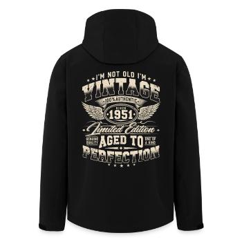 1951 Vintage Vintage Retro Birthday Gift - Men’s Recycled Softshell Jacket by Stanley/Stella - black - Back - AI Model Male 185 light (185cm)