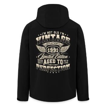 1991 Jahrgang Vintage Retro Geburtstag Geschenk - Recycelte Männer Softshell-Jacke von Stanley/Stella - Schwarz - Hinten - AI Model Male 185 light (185cm)