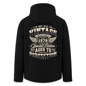 1979 Jahrgang Vintage Retro Geburtstag Geschenk - Recycelte Männer Softshell-Jacke von Stanley/Stella - Schwarz - Hinten - AI Model Male 185 light (185cm)