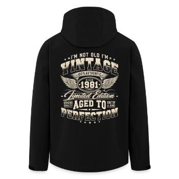 1981 Jahrgang Vintage Retro Geburtstag Geschenk - Recycelte Männer Softshell-Jacke von Stanley/Stella - Schwarz - Hinten - AI Model Male 185 light (185cm)