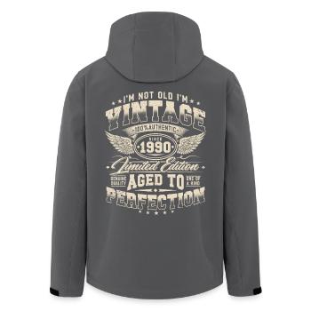 1990 ' s Vintage Vintage Retro Cadeau d’anniversaire - Veste softshell homme en polyester recyclé Stanley/Stella - noir - Dos - AI Model Male 185 light (185cm)