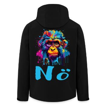 Cooler Affe "Nö" - Recycelte Männer Softshell-Jacke von Stanley/Stella - Schwarz - Hinten - AI Model Male 185 light (185cm)