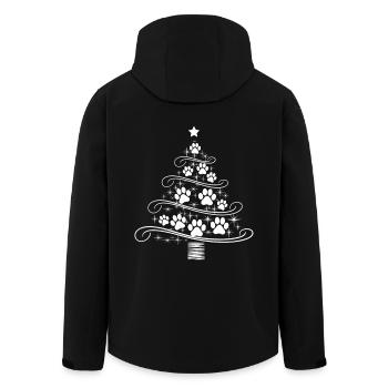 Christmas Tree Paw Paw Print Dog Cat Wau - Men’s Recycled Softshell Jacket by Stanley/Stella - black - Back - AI Model Male 185 light (185cm)