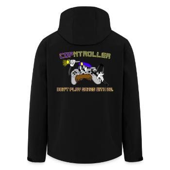 Cop-ntroller Play Games Funny Retro Gaming Gamer - Men’s Recycled Softshell Jacket by Stanley/Stella - black - Back - AI Model Male 185 light (185cm)