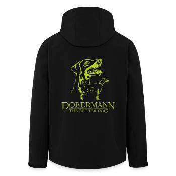 Dobermann TheBetterDog - Recycelte Männer Softshell-Jacke von Stanley/Stella - Schwarz - Hinten - AI Model Male 185 light (185cm)