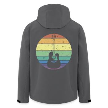 Retro Acoustic Guitar Guitarist Guitar Player Gift - Men’s Recycled Softshell Jacket by Stanley/Stella - black - Back - AI Model Male 185 light (185cm)