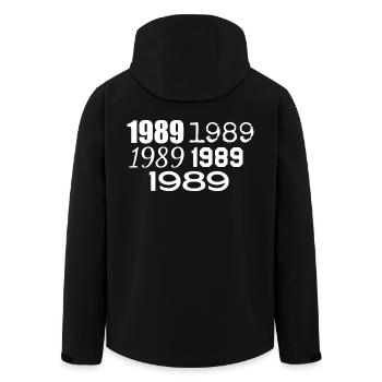 1989 - Men’s Recycled Softshell Jacket by Stanley/Stella - black - Back - AI Model Male 185 light (185cm)
