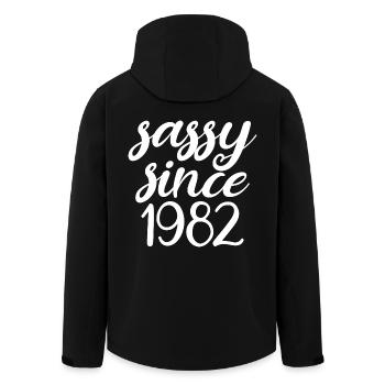 Sassy Since 1982 Funny 40th Birthday Men & Women - Men’s Recycled Softshell Jacket by Stanley/Stella - black - Back - AI Model Male 185 light (185cm)
