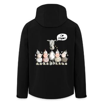 Go Vegan Wolf - Recycelte Männer Softshell-Jacke von Stanley/Stella - Schwarz - Hinten - AI Model Male 185 light (185cm)
