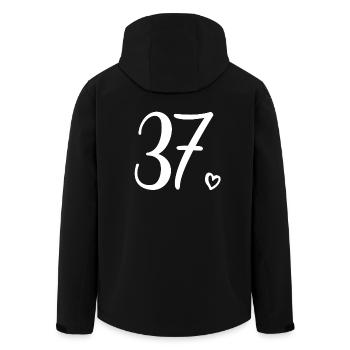 Cute Number 37, 37 Years Old, 37th Birthday Gift - Men’s Recycled Softshell Jacket by Stanley/Stella - black - Back - AI Model Male 185 light (185cm)