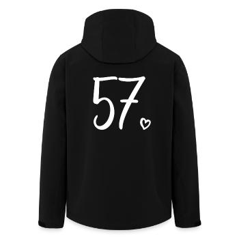 Cute Number 57, 57 Years Old, 57th Birthday Gift - Men’s Recycled Softshell Jacket by Stanley/Stella - black - Back - AI Model Male 185 light (185cm)