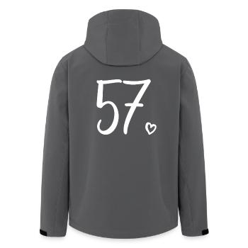 Cute Number 57, 57 Years Old, 57th Birthday Gift - Men’s Recycled Softshell Jacket by Stanley/Stella - anthracite - Back - AI Model Male 185 light (185cm)
