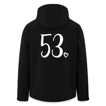 Cute Number 53, 53 Years Old, 53rd Birthday Gift - Men’s Recycled Softshell Jacket by Stanley/Stella - black - Back - AI Model Male 185 light (185cm)