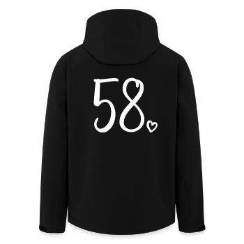 Cute Number 58, 58 Years Old, 58th Birthday Gift - Men’s Recycled Softshell Jacket by Stanley/Stella - black - Back - AI Model Male 185 light (185cm)