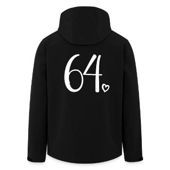 Cute Number 64, 64 Years Old, 64th Birthday Gift - Men’s Recycled Softshell Jacket by Stanley/Stella - black - Back - AI Model Male 185 light (185cm)