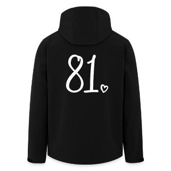 Cute Number 81, 81 Years Old, 81st Birthday Gift - Men’s Recycled Softshell Jacket by Stanley/Stella - black - Back - AI Model Male 185 light (185cm)