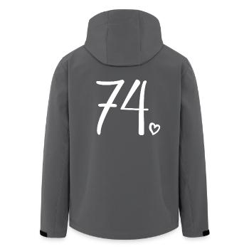 Cute Number 74, 74 Years Old, 74th Birthday Gift - Men’s Recycled Softshell Jacket by Stanley/Stella - anthracite - Back - AI Model Male 185 light (185cm)