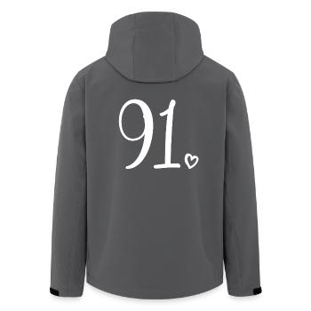 Cute Number 91, 91 Years Old, 91st Birthday Gift - Men’s Recycled Softshell Jacket by Stanley/Stella - anthracite - Back - AI Model Male 185 light (185cm)