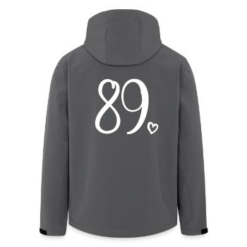 Mignon numéro 89, 89 ans, cadeau de 89e anniversaire - Veste softshell homme en polyester recyclé Stanley/Stella - charbon - Dos - AI Model Male 185 light (185cm)