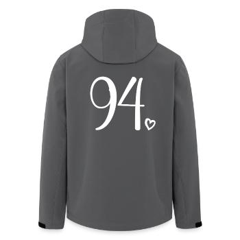 Cute Number 94, 94 Years Old, 94th Birthday Gift - Men’s Recycled Softshell Jacket by Stanley/Stella - anthracite - Back - AI Model Male 185 light (185cm)