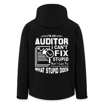 Auditor kann Dummheit nicht beheben - Recycelte Männer Softshell-Jacke von Stanley/Stella - Schwarz - Hinten - AI Model Male 185 light (185cm)