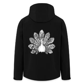 Motif floral paon paon - Veste softshell homme en polyester recyclé Stanley/Stella - noir - Dos - AI Model Male 185 light (185cm)