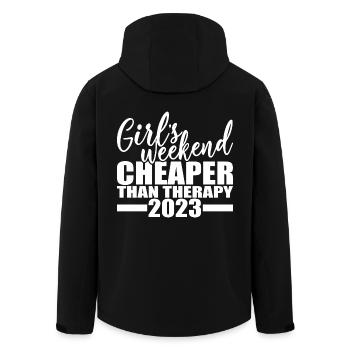 Girl's Weekend Cheaper Than Therapy 2023 - Men’s Recycled Softshell Jacket by Stanley/Stella - black - Back - AI Model Male 185 light (185cm)