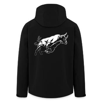 Bull Bovine Art Sketch Graphic Wild Animal Lover - Men’s Recycled Softshell Jacket by Stanley/Stella - black - Back - AI Model Male 185 light (185cm)