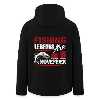 Fishing Legends Are Born In November - Men’s Recycled Softshell Jacket by Stanley/Stella - black - Back - AI Model Male 185 light (185cm)