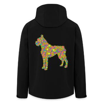 Boxer Dog Flower - Men’s Recycled Softshell Jacket by Stanley/Stella - black - Back - AI Model Male 185 light (185cm)