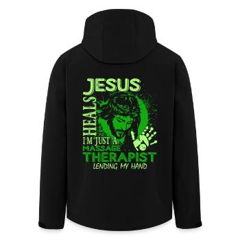 Massage Therapist I am Just A Massage Therapist - Men’s Recycled Softshell Jacket by Stanley/Stella - black - Back - AI Model Male 185 light (185cm)