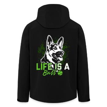 German Shepherd Life Is A Ball - Men’s Recycled Softshell Jacket by Stanley/Stella - black - Back - AI Model Male 185 light (185cm)