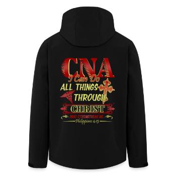 CNA I Can Do All Things - Men’s Recycled Softshell Jacket by Stanley/Stella - black - Back - AI Model Male 185 light (185cm)