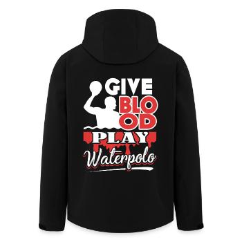 Give Blood Play Water Polo - Men’s Recycled Softshell Jacket by Stanley/Stella - black - Back - AI Model Male 185 light (185cm)