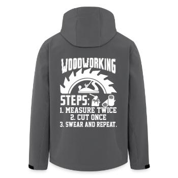Woodworking Steps Mearsure Twice - Men’s Recycled Softshell Jacket by Stanley/Stella - anthracite - Back - AI Model Male 185 light (185cm)