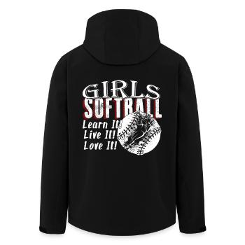 Girls Softball Learn It Live It Love It - Men’s Recycled Softshell Jacket by Stanley/Stella - black - Back - AI Model Male 185 light (185cm)