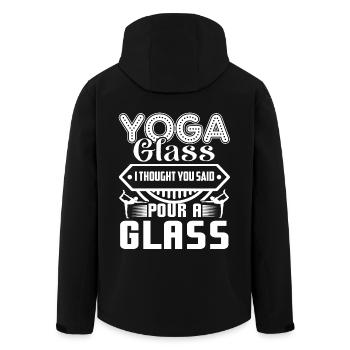 Yoga Glass I Thought You Said Pour A Glass - Men’s Recycled Softshell Jacket by Stanley/Stella - black - Back - AI Model Male 185 light (185cm)