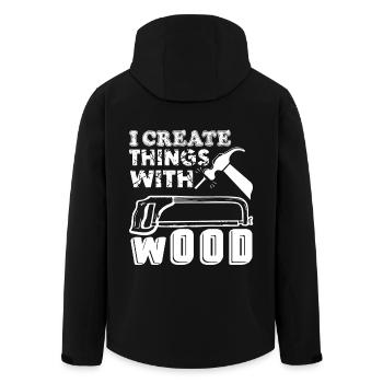 Woodworking I Create Things With Wood - Men’s Recycled Softshell Jacket by Stanley/Stella - black - Back - AI Model Male 185 light (185cm)