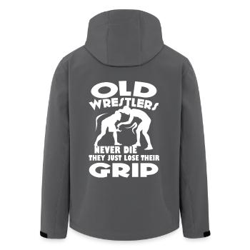 Wrestling Old Wrestlers Never Die - Men’s Recycled Softshell Jacket by Stanley/Stella - black - Back - AI Model Male 185 light (185cm)