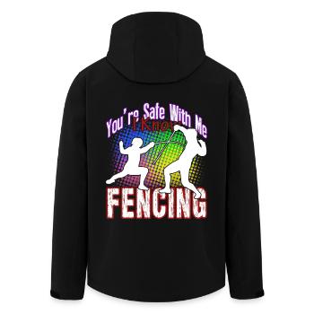 You're Safe With Me I Know Fencing - Men’s Recycled Softshell Jacket by Stanley/Stella - black - Back - AI Model Male 185 light (185cm)