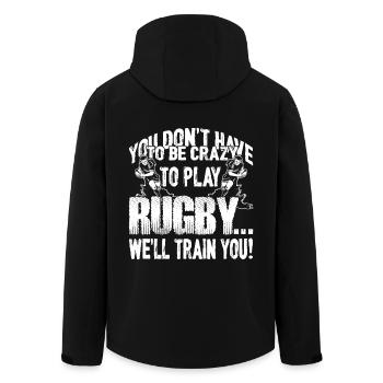 Rugby Don't Have To Be Crazy To Play Rugby - Men’s Recycled Softshell Jacket by Stanley/Stella - black - Back - AI Model Male 185 light (185cm)