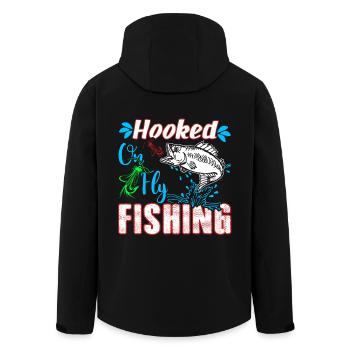 Hooked On Fly Fishing - Men’s Recycled Softshell Jacket by Stanley/Stella - black - Back - AI Model Male 185 light (185cm)