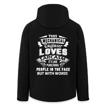 Mechanical Engineer Loves Sarcasm - Men’s Recycled Softshell Jacket by Stanley/Stella - black - Back - AI Model Male 185 light (185cm)