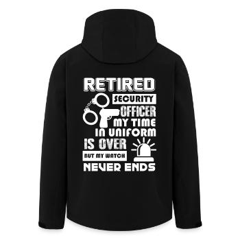 Security Officer Security Officer Never Ends - Men’s Recycled Softshell Jacket by Stanley/Stella - black - Back - AI Model Male 185 light (185cm)