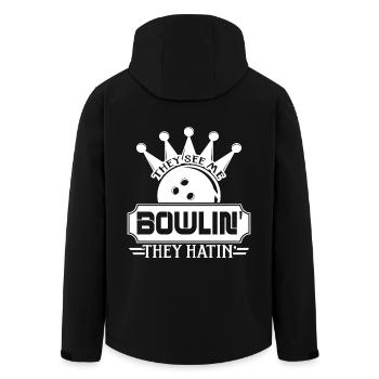 Bowlin They Hatin Bowling - Men’s Recycled Softshell Jacket by Stanley/Stella - black - Back - AI Model Male 185 light (185cm)