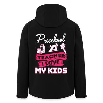 Preschool Teacher Loves Kids - Men’s Recycled Softshell Jacket by Stanley/Stella - black - Back - AI Model Male 185 light (185cm)