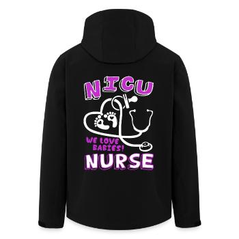 Nicu Nurse We Love Babies - Men’s Recycled Softshell Jacket by Stanley/Stella - black - Back - AI Model Male 185 light (185cm)