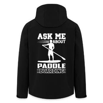Paddleboarding Ask Me About Paddleboarding - Men’s Recycled Softshell Jacket by Stanley/Stella - black - Back - AI Model Male 185 light (185cm)