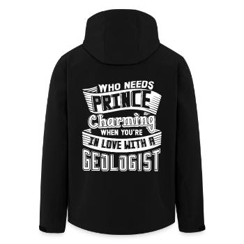 Geologist In Love With A Geologist - Men’s Recycled Softshell Jacket by Stanley/Stella - black - Back - AI Model Male 185 light (185cm)