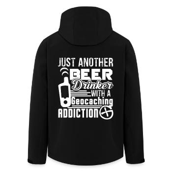 Geocaching Beer Drinker With Geocaching Addiction - Men’s Recycled Softshell Jacket by Stanley/Stella - black - Back - AI Model Male 185 light (185cm)